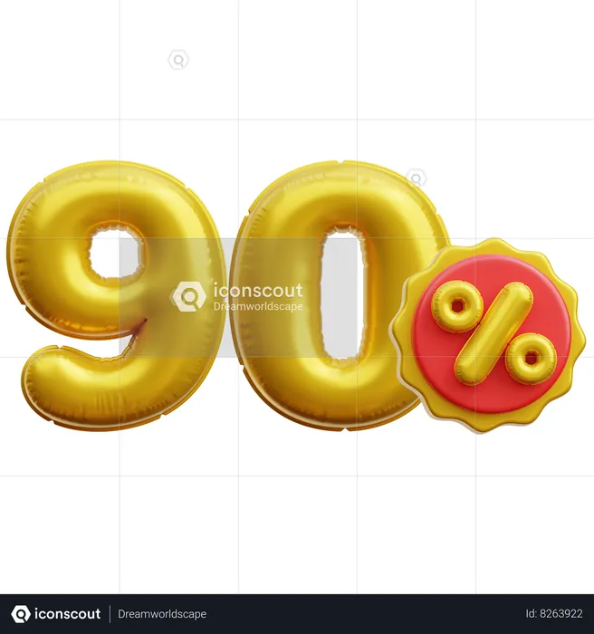 90 Percent  3D Icon
