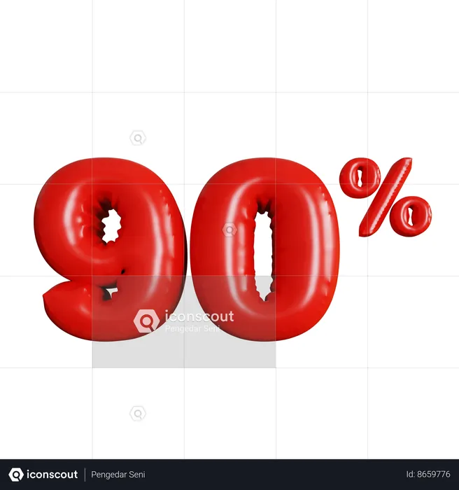 90 Percent Discount  3D Icon