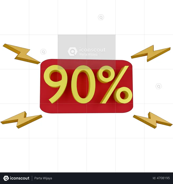 90 Percent Discount Tag  3D Illustration