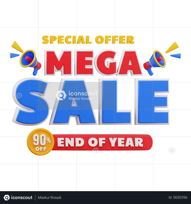 90 Percent Mega sale  3D Illustration