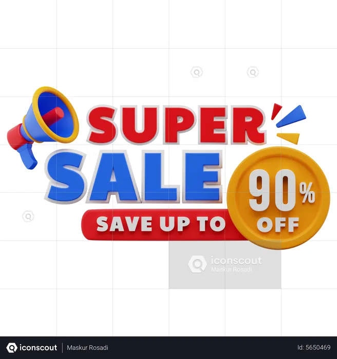 90 Percent Super Sale  3D Illustration