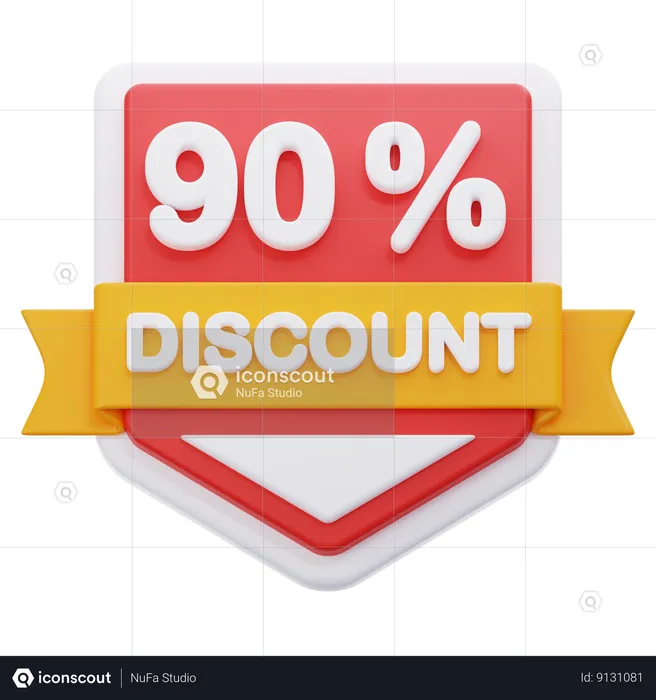 90 Percentage Discount  3D Icon