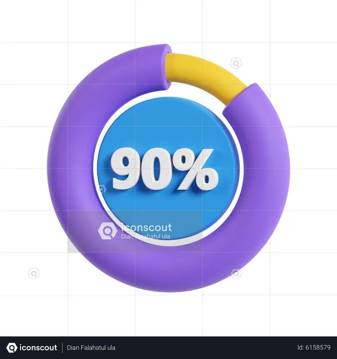 90 Prozent Fortschritt  3D Icon