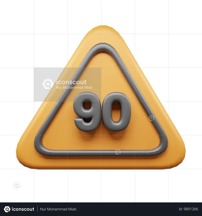 90 Speed Limit  3D Icon