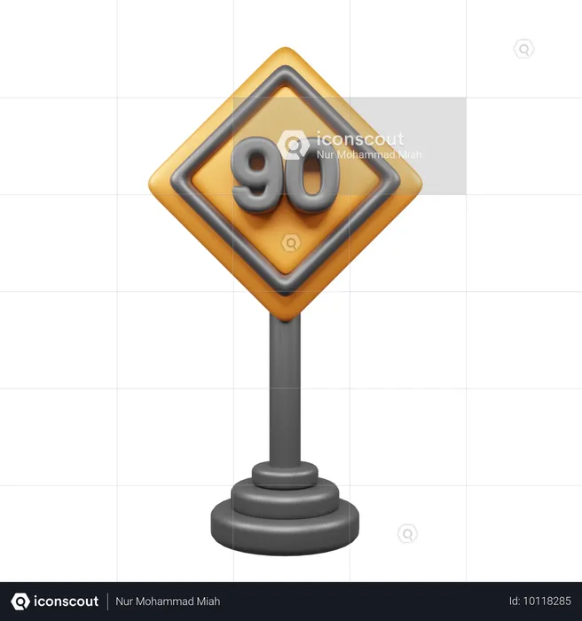 90 Speed Limit  3D Icon