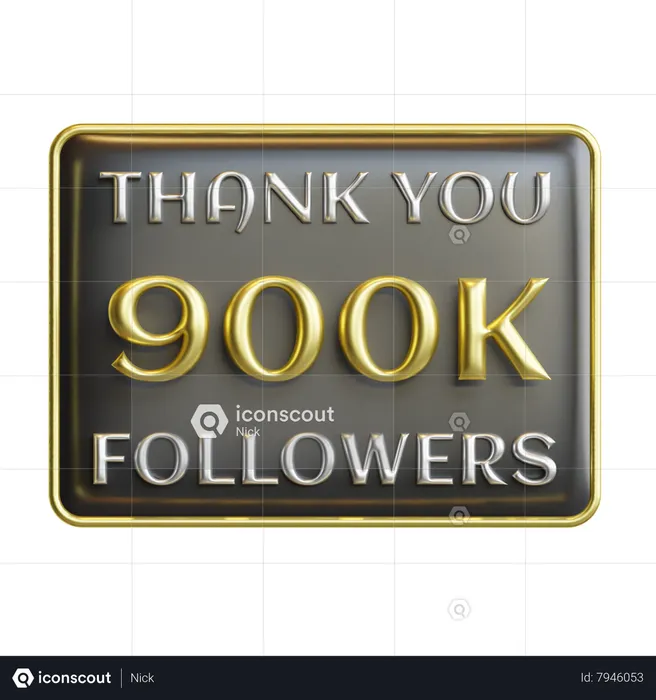 900 K Followers  3D Icon