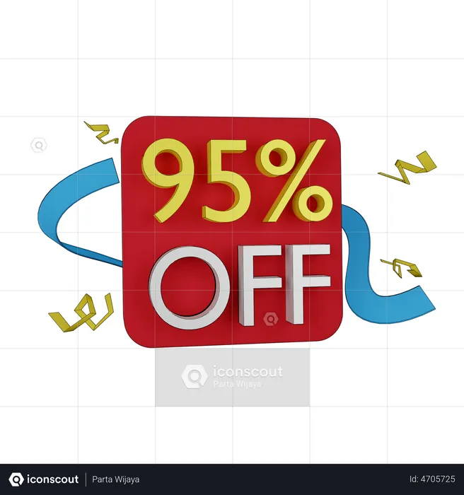 95 Percent Discount Tag  3D Icon