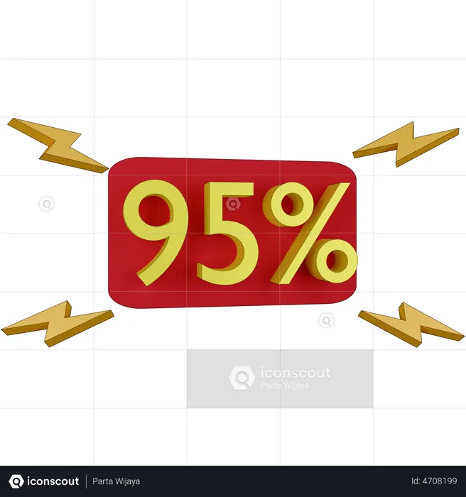 95 Percent Discount Tag  3D Illustration