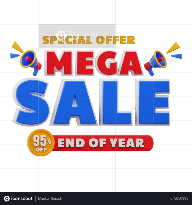 95 Percent Mega sale  3D Illustration