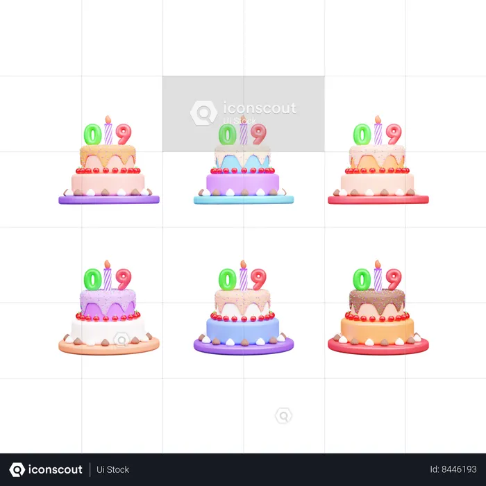 95th Birthday Cake  3D Icon