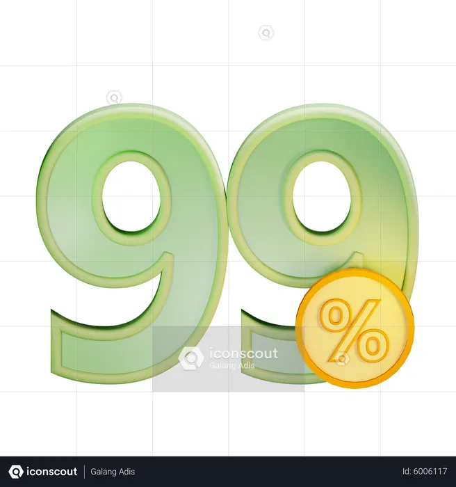 99 Percent Discount  3D Icon