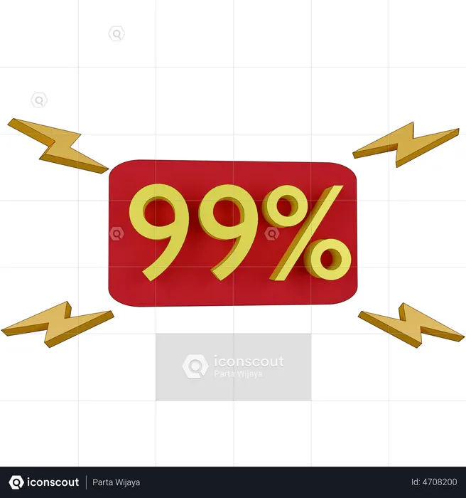 99 Percent Discount Tag  3D Icon