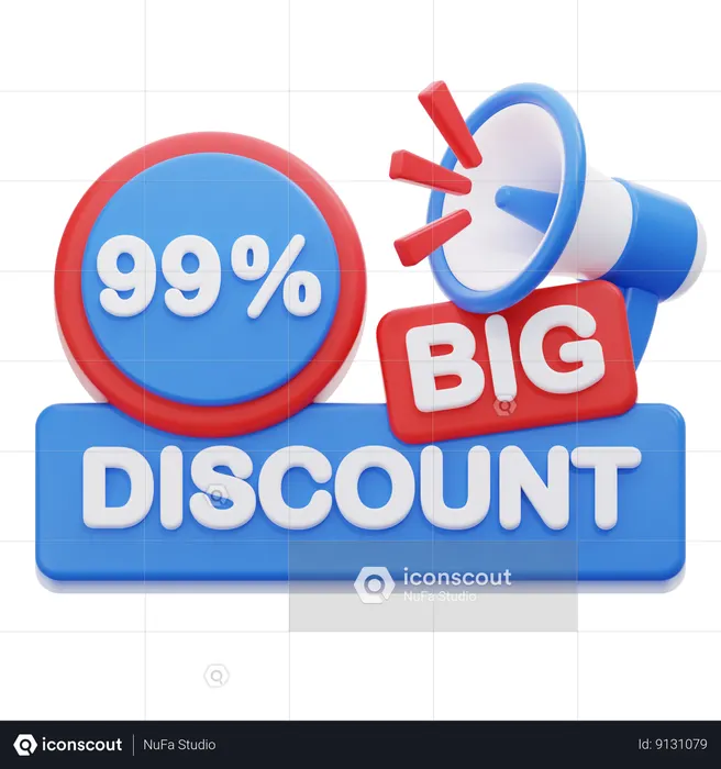99 Percentage Discount  3D Icon
