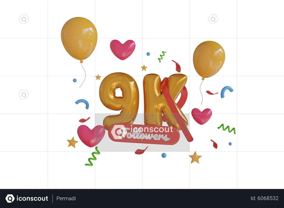 9K Follower  3D Icon