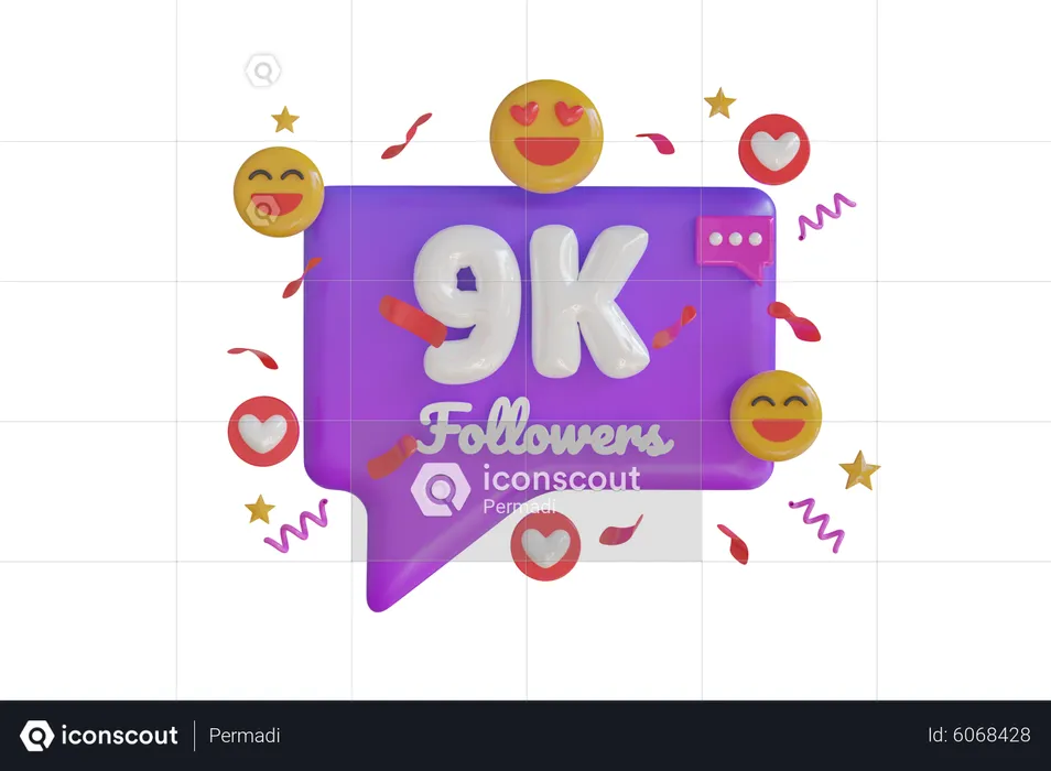 9k Followers  3D Icon