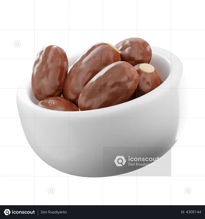 A bowl of dates  3D Illustration