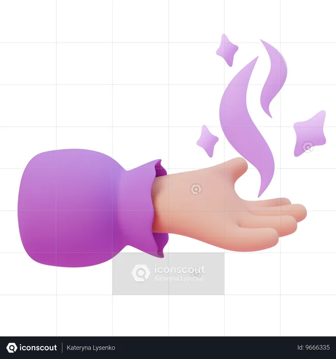 A hand casts a spell  3D Icon