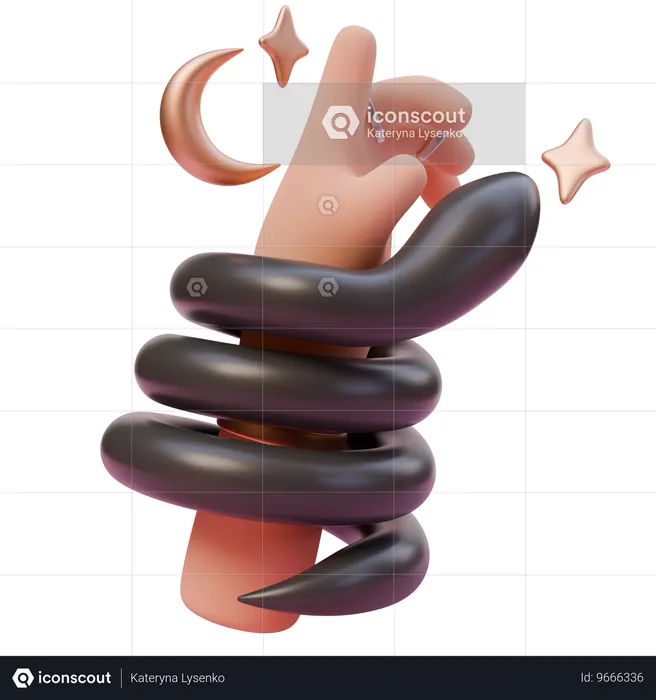 A hand with snake  3D Icon