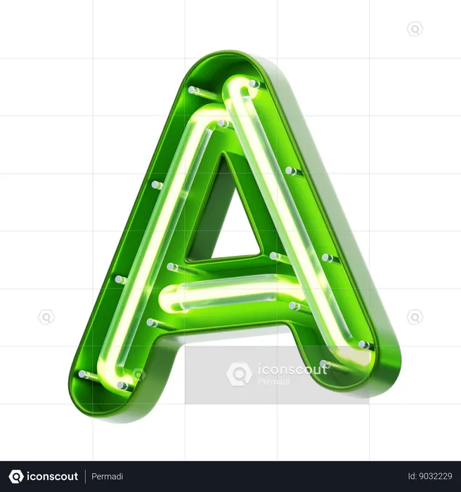 A Letter Shape Neon Text  3D Icon