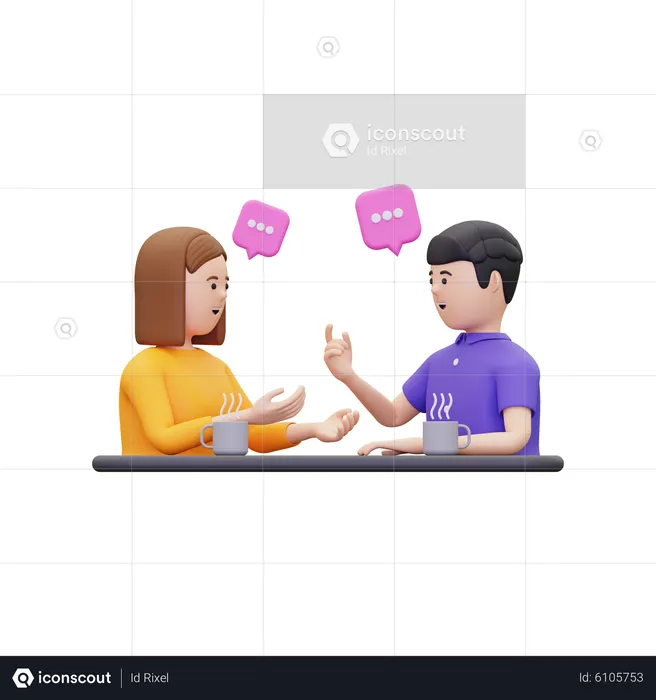 A man and woman are having a conversation  3D Illustration