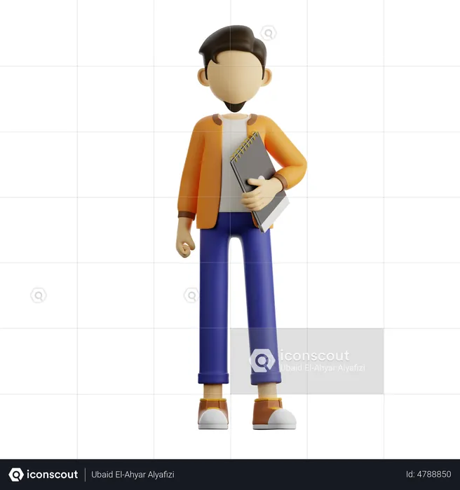 A Man Holding A Notebook  3D Illustration