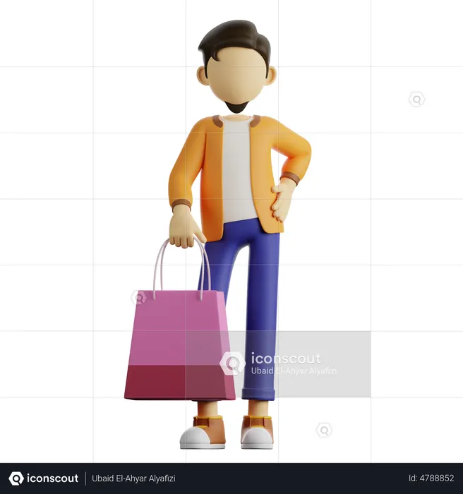 A Man is Shopping  3D Illustration