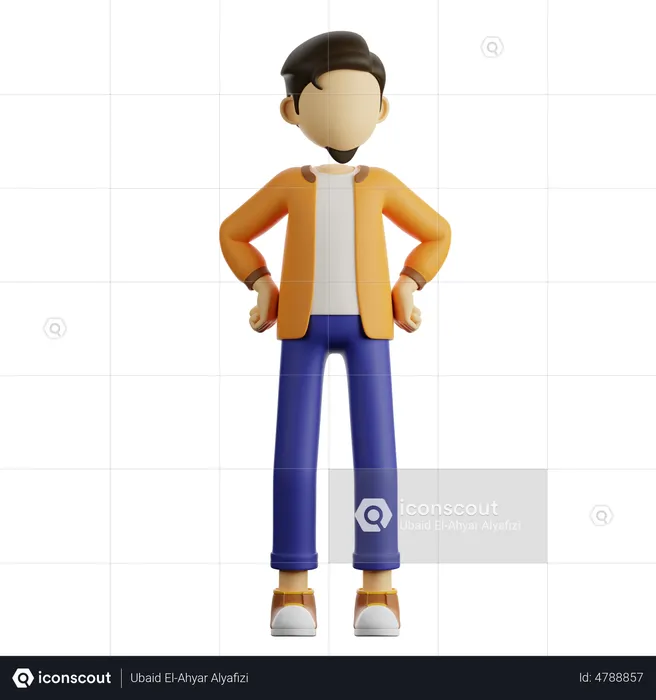 A Man is Standing  3D Illustration