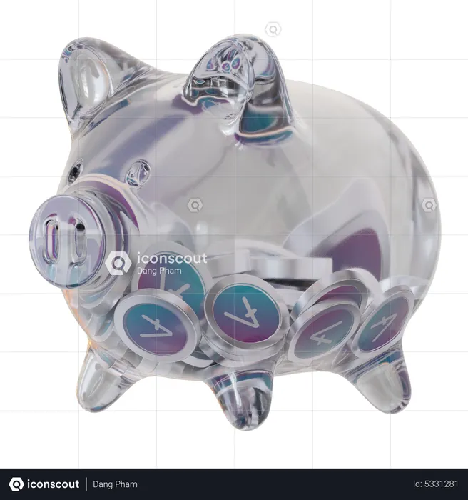 Aave (AAVE) Klarglas-Sparschwein  3D Icon