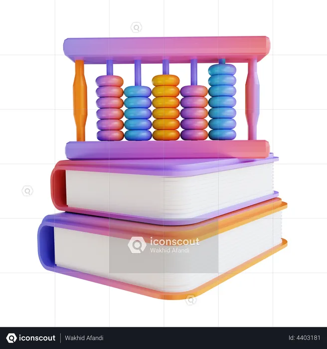 Abacus And Book  3D Illustration