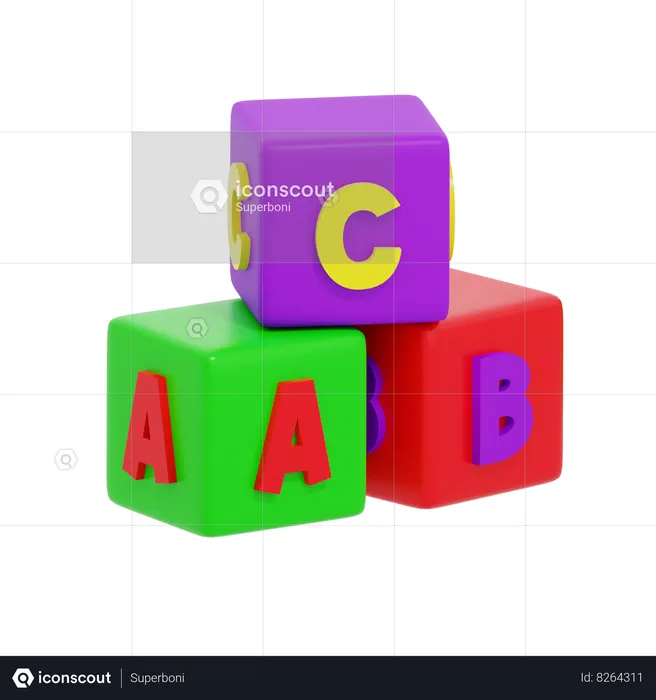 ABC Colored Cube  3D Icon