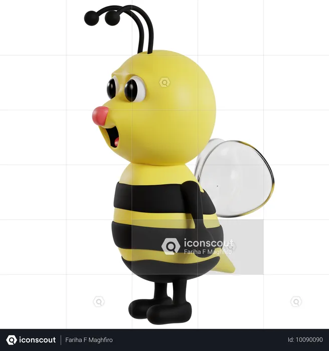 Abeille de dessin animé joyeuse  3D Icon