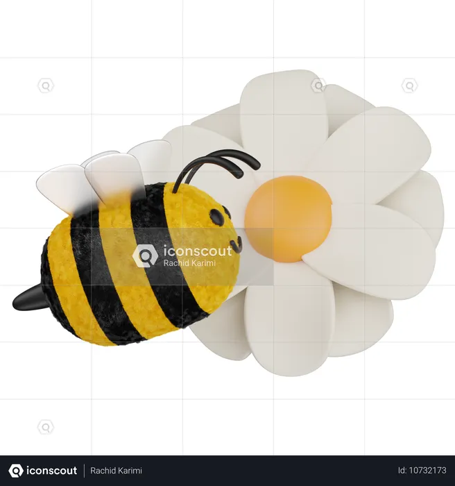 Abeille sur une fleur  3D Icon