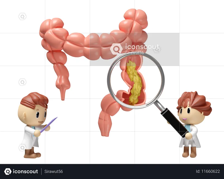 Abfallstoffe im Darm finden  3D Icon