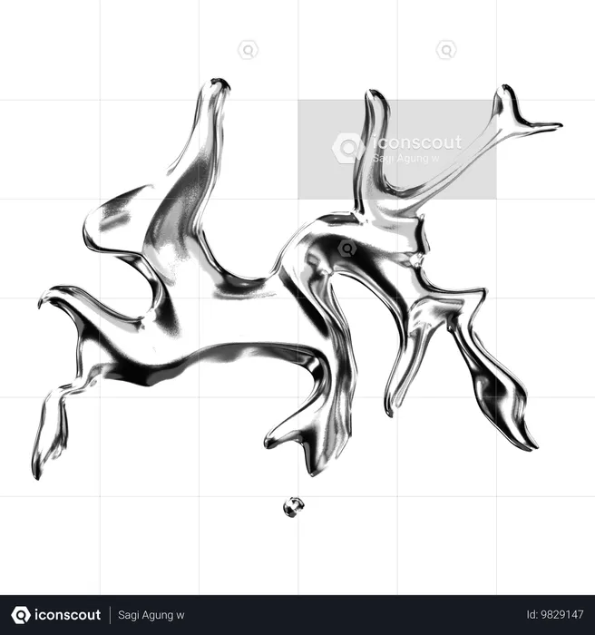 Abstract Chrome Shape  3D Icon