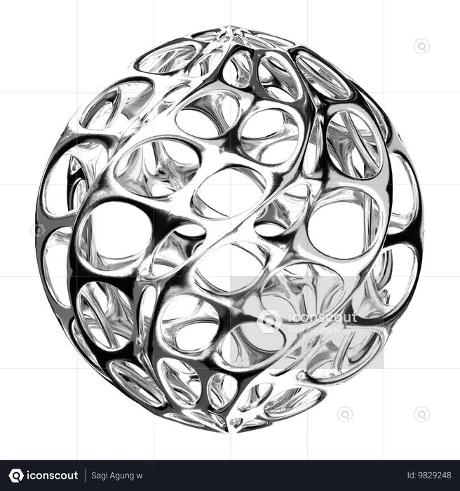 Abstract Chrome Shape  3D Icon