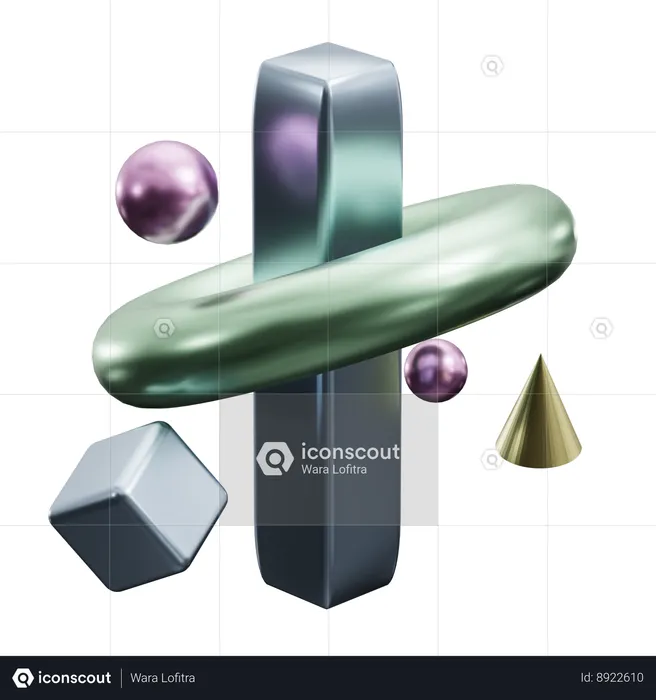 Abstract Cube and Thorus  3D Icon
