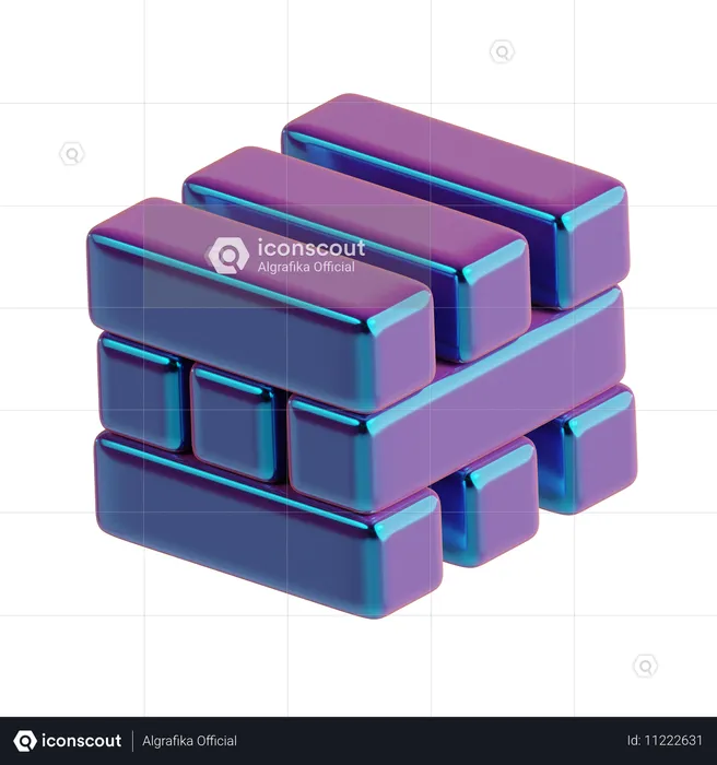 Abstract Cube Bricks  3D Icon