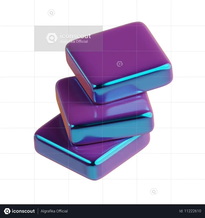 Abstract Cube Stairs Metallic  3D Icon