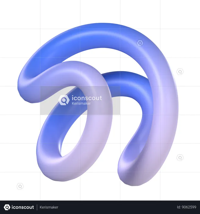 Abstract Curved Line Gradient  3D Icon