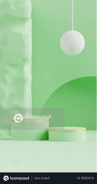 Abstract Green Podium Background  3D Icon