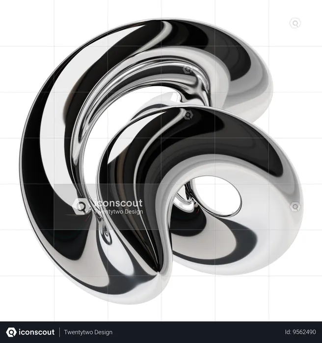 Abstract Metallic Liquid  3D Icon