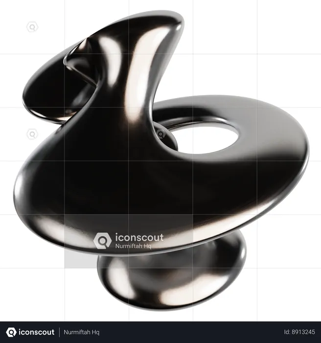 Abstract Metallic Liquid  3D Icon