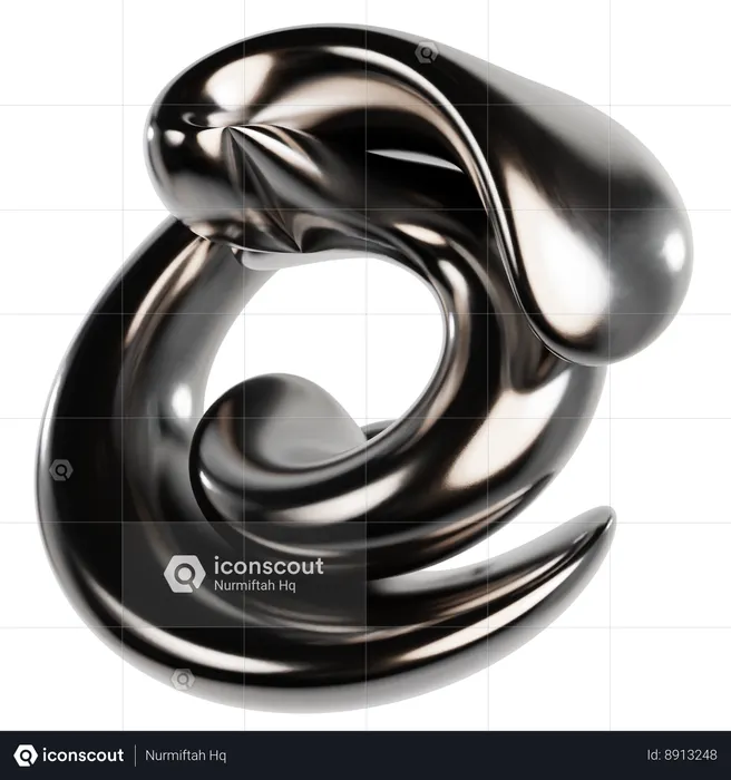 Abstract Metallic Liquid  3D Icon