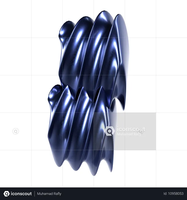 Abstrakte blaue Chromform  3D Icon