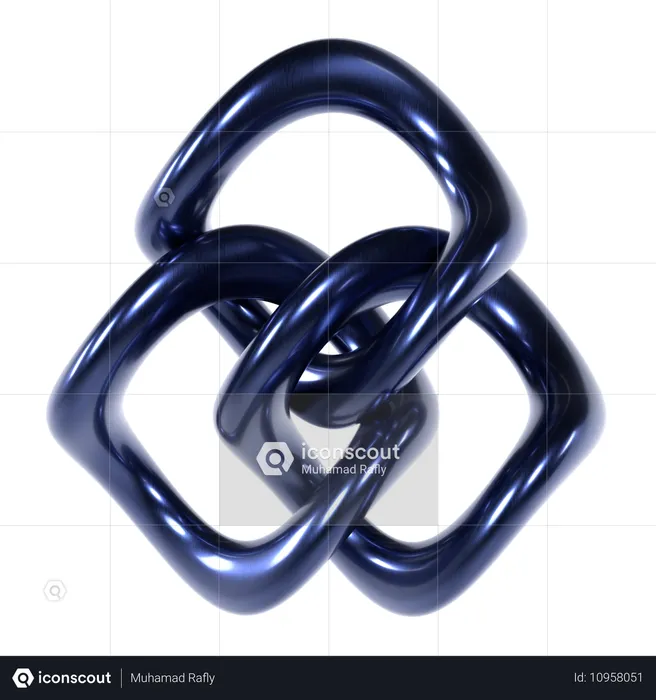 Forma abstrata azul cromada  3D Icon