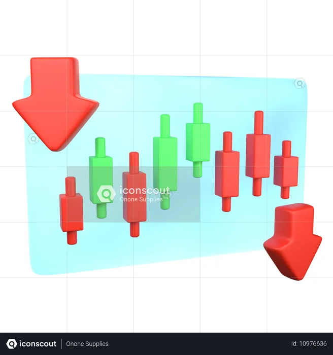 Abwärtsdiagramm  3D Icon