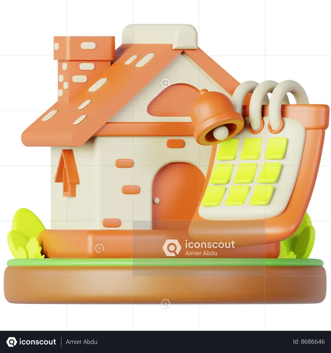 Maison et calendrier  3D Icon