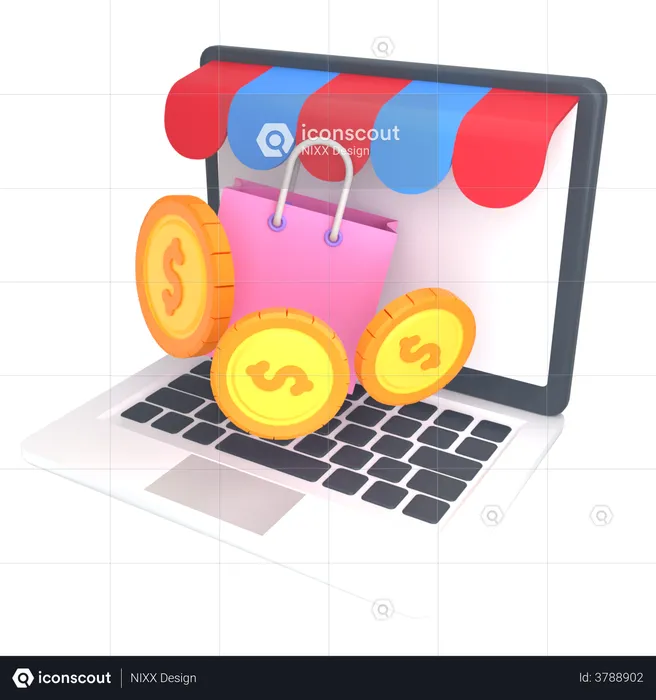 Shopping en ligne  3D Illustration