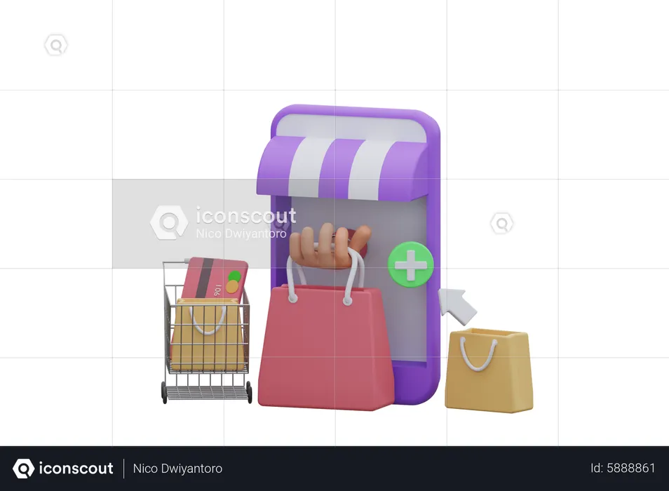 Shopping en ligne  3D Icon