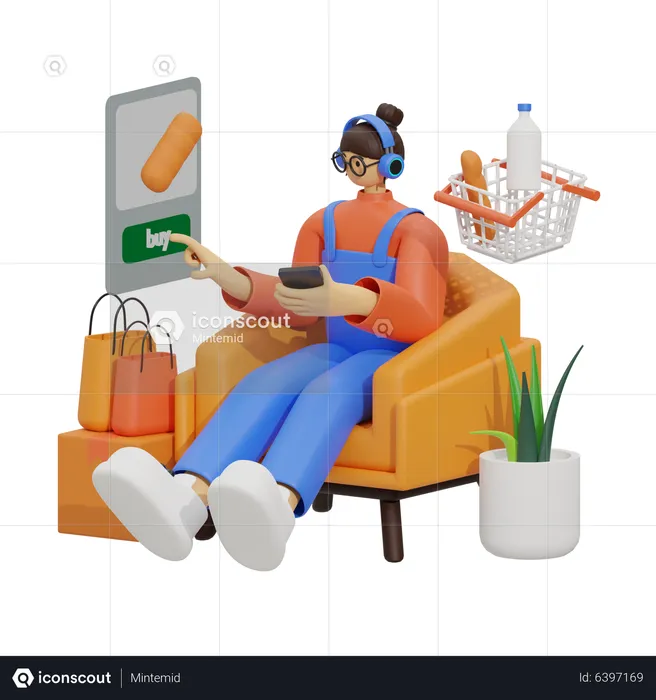 Shopping en ligne  3D Illustration